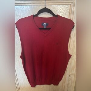 Cutter & Buck Men's Merino Wool Blend V-Neck Sleeveless Sweater Vest Sz M Emblem